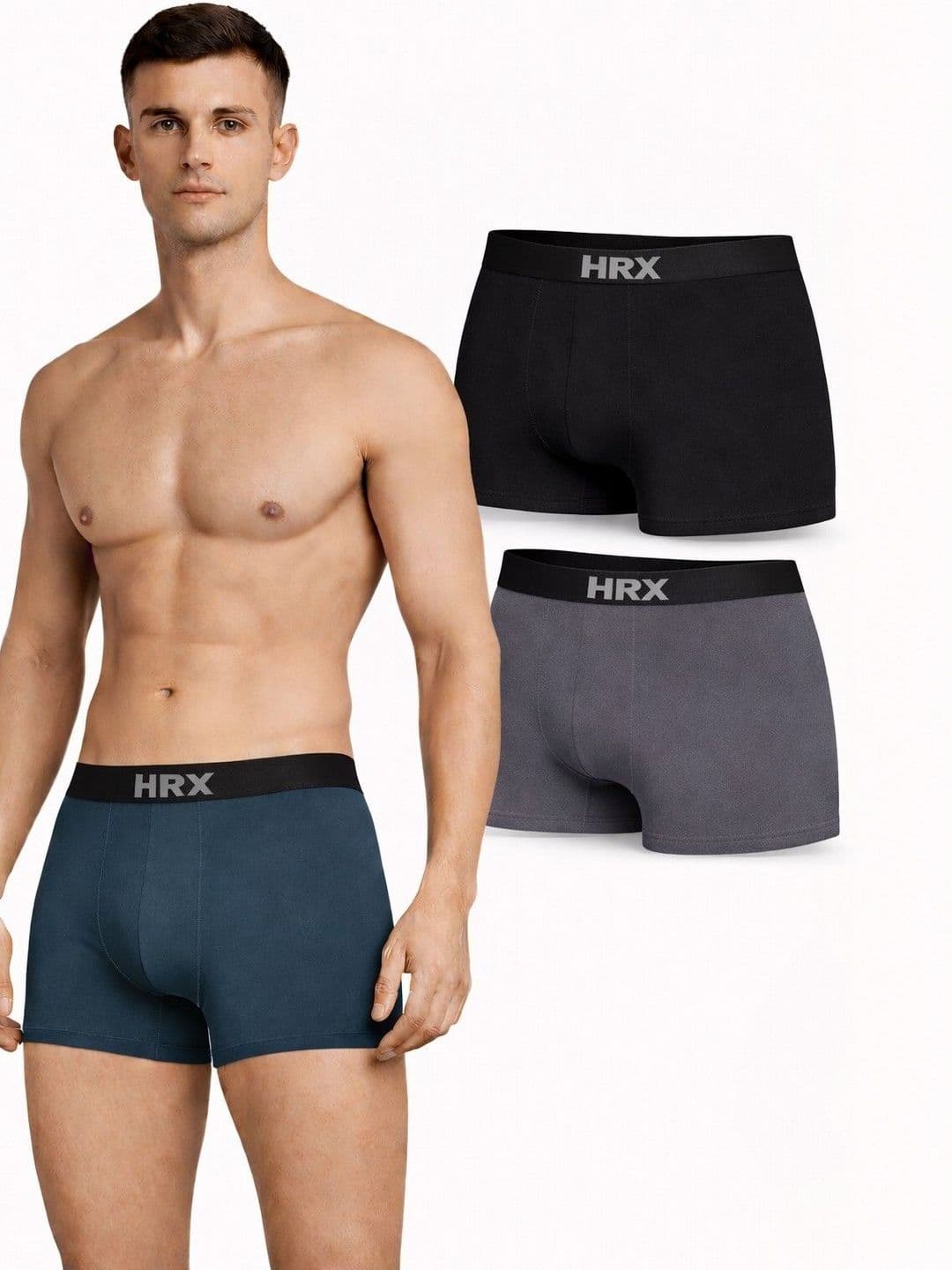 HRX by Hrithik Roshan Pack of 3 Cotton Blend Assorted Solid Trunks - view 1