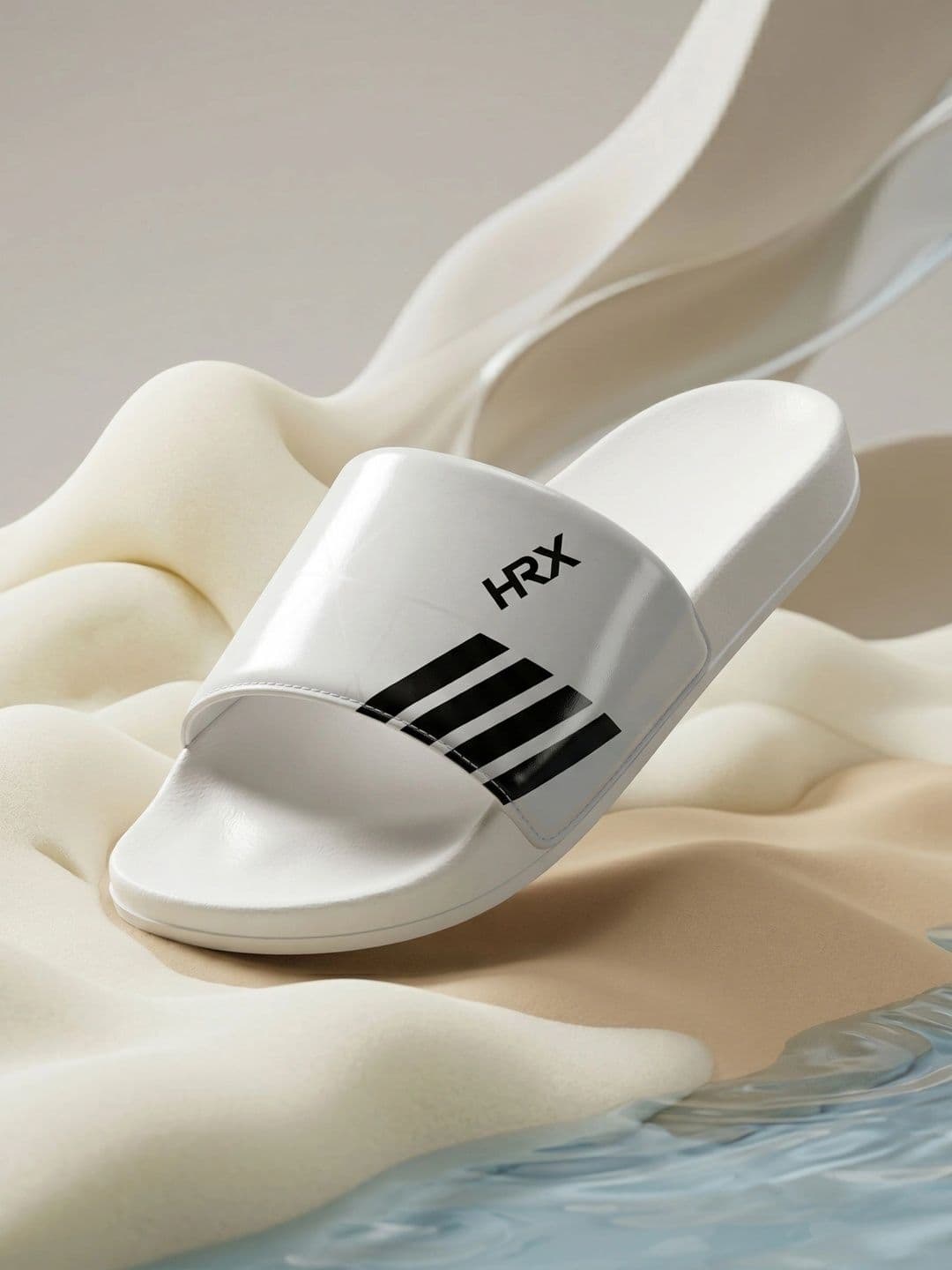HRX by Hrithik Roshan Men White & Black Printed Sliders - view 1