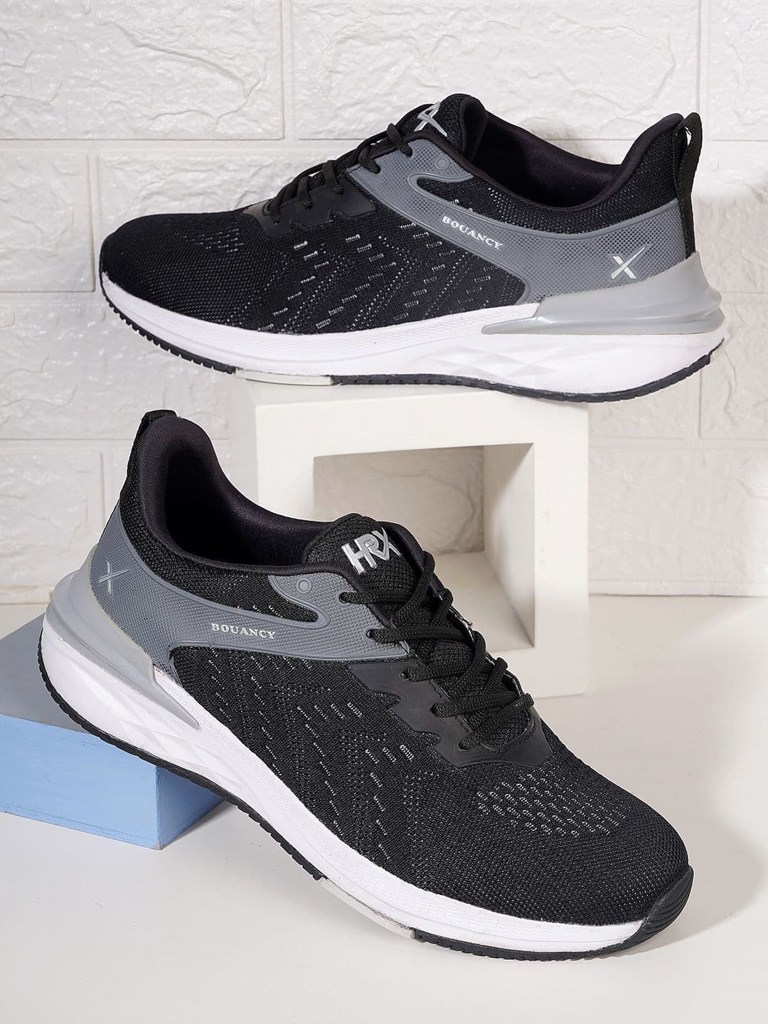 HRX by Hrithik Roshan Men Black & Grey Flyknit Textile Marking Running Shoes - view 1