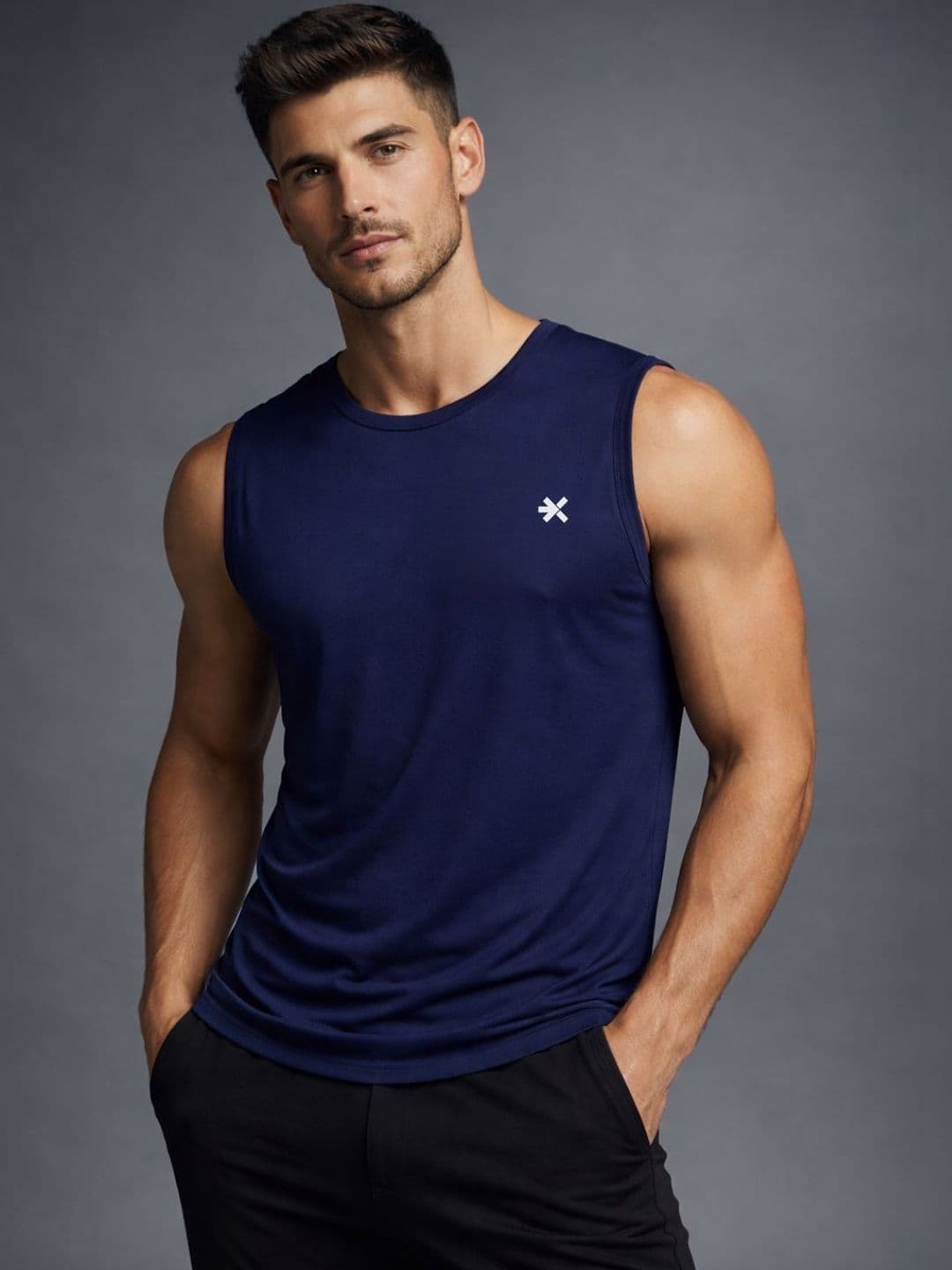 HRX by Hrithik Roshan Men Solid Sleeveless Gym Innerwear Vests - view 1