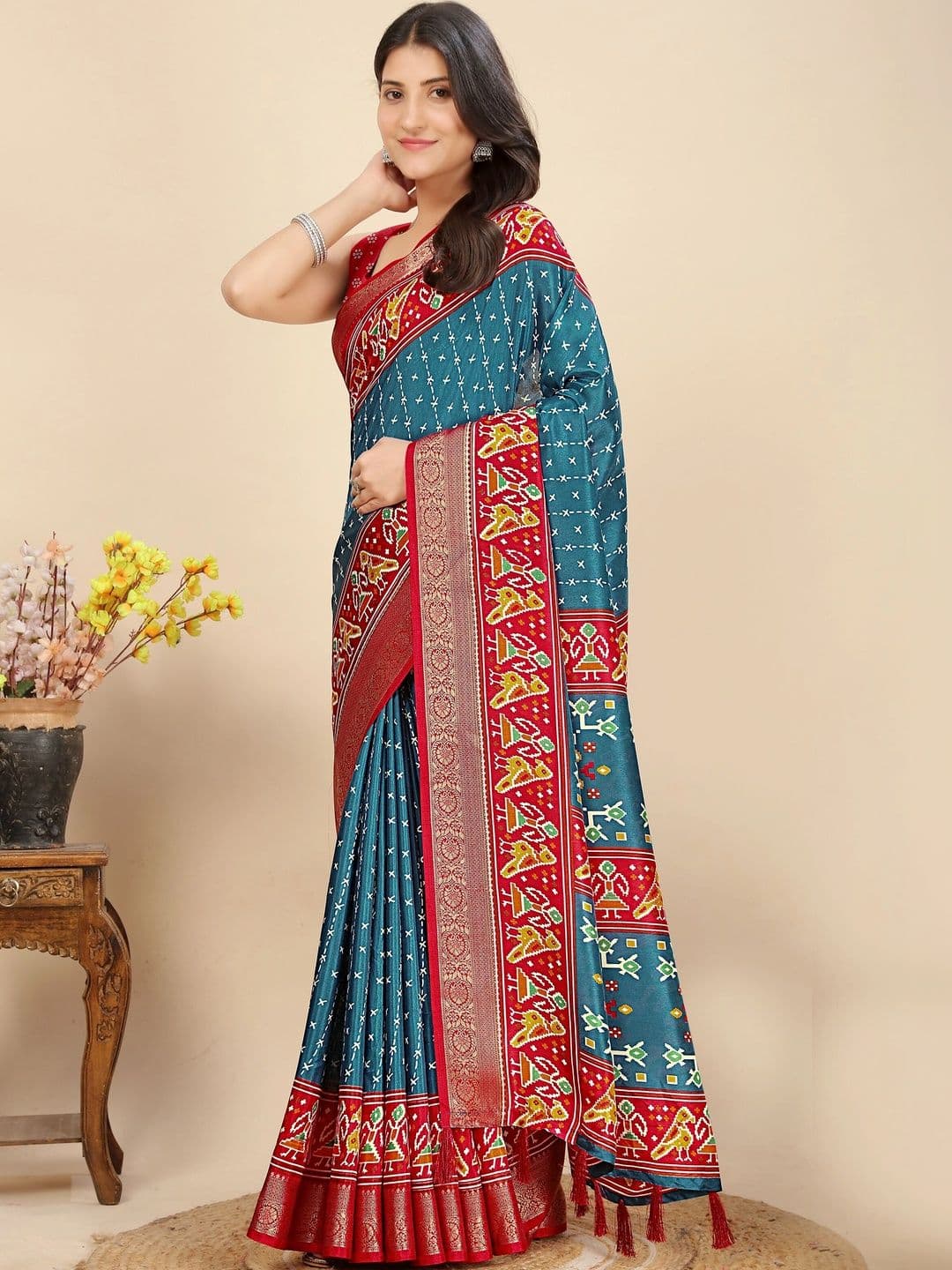 HOUSE OF VARNATANTU Ethnic Motifs Zari Silk Cotton Saree - view 1