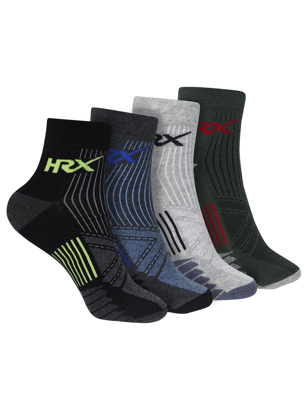HRX by Hrithik Roshan Pack Of 4 Patterned Ankle Length Socks - view 1