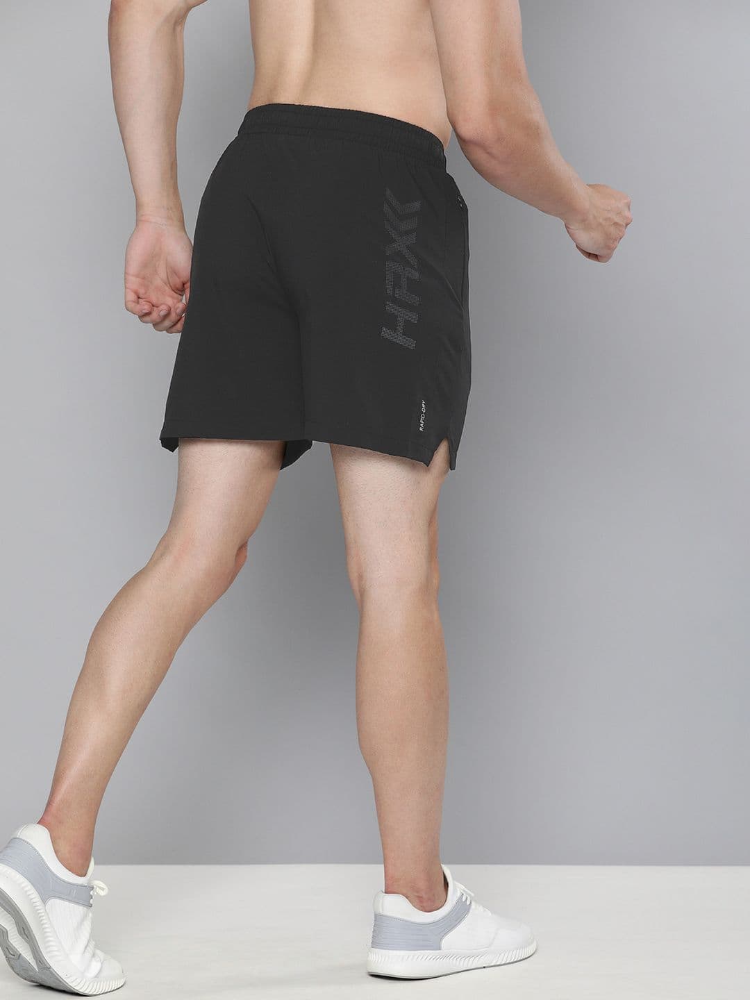 HRX By Hrithik Roshan Men Jet Black Solid Regular Fit Rapid-Dry Antimicrobial Running Shorts - view 1