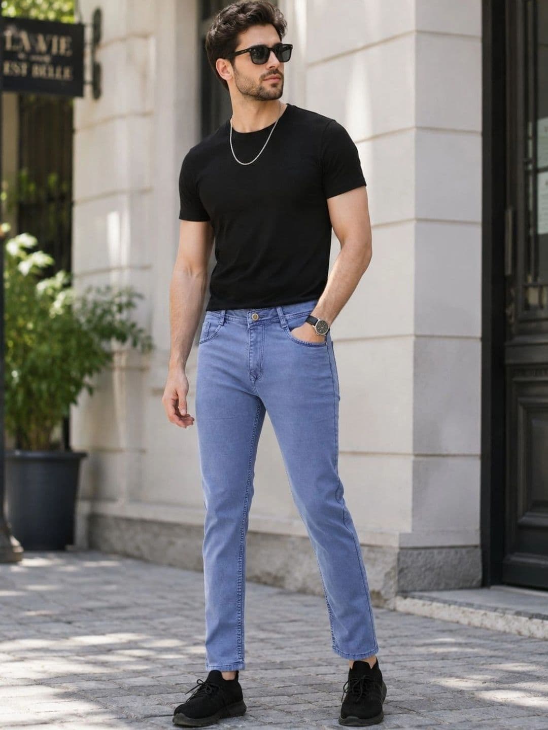 Kyber Men Jean Slim Fit Mid-Rise Light Fade Stretchable Jeans - view 1