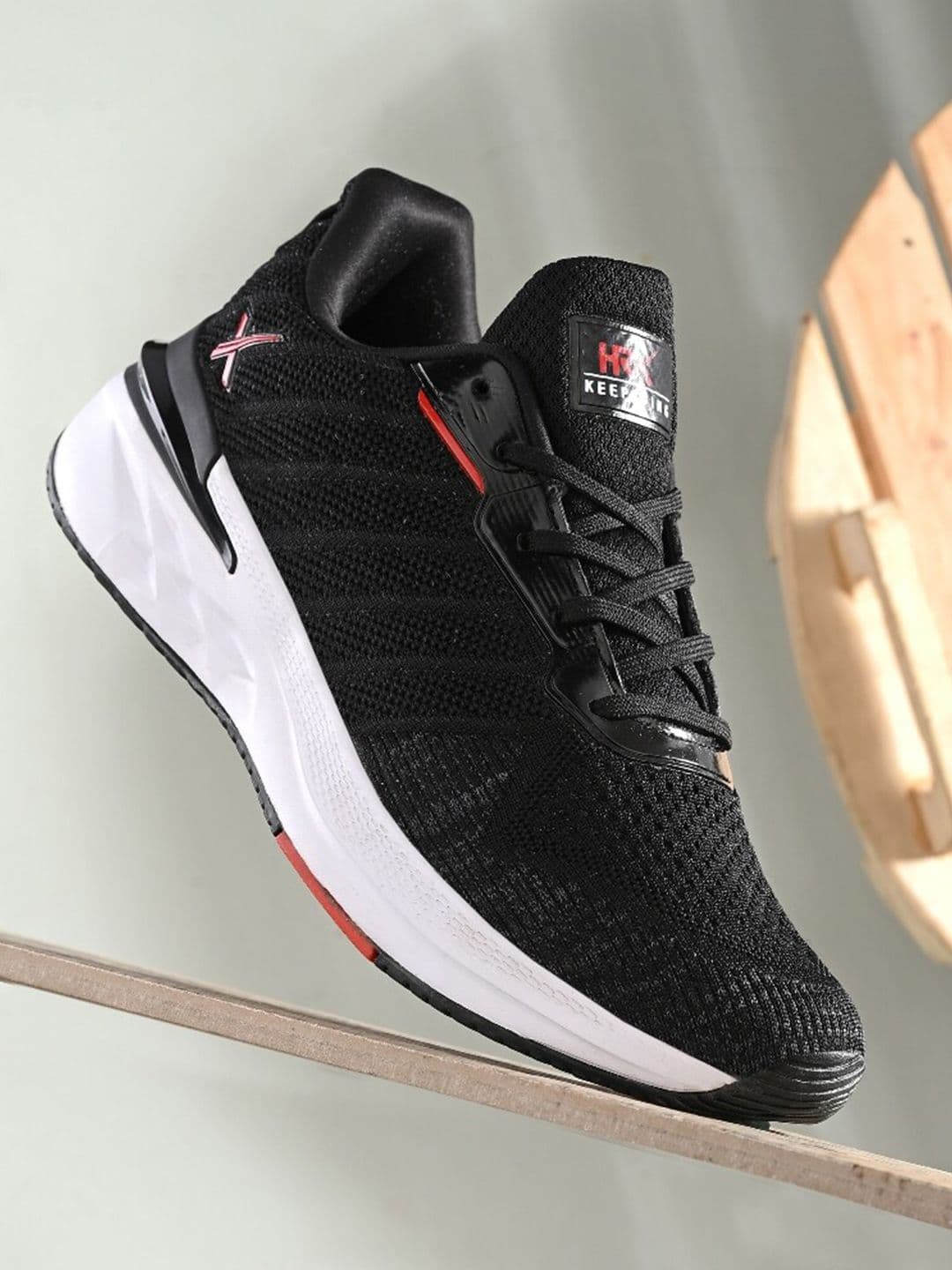 HRX by Hrithik Roshan Men Black Mesh Lace-Up Memory Foam Walking Non-Marking Shoes - view 1