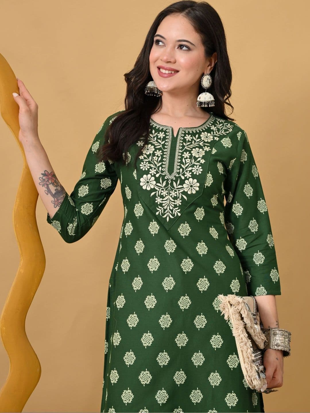PHYSIL Women Ethnic Motifs Embroidered Thread Work Kurta - view 1