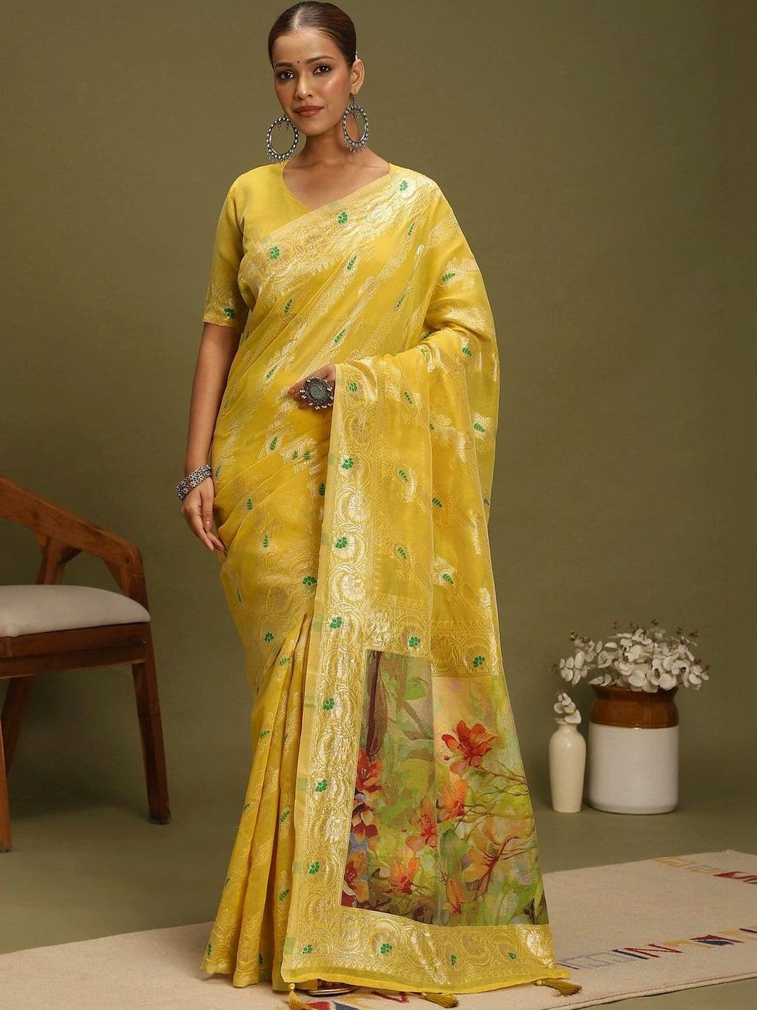 Anouk Woven Design Zari Organza Designer Banarasi Saree - view 1