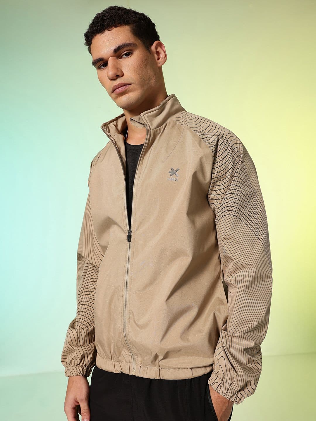 HRX by Hrithik Roshan Geometric Printed Mock Collar Training Sporty Jacket - view 1