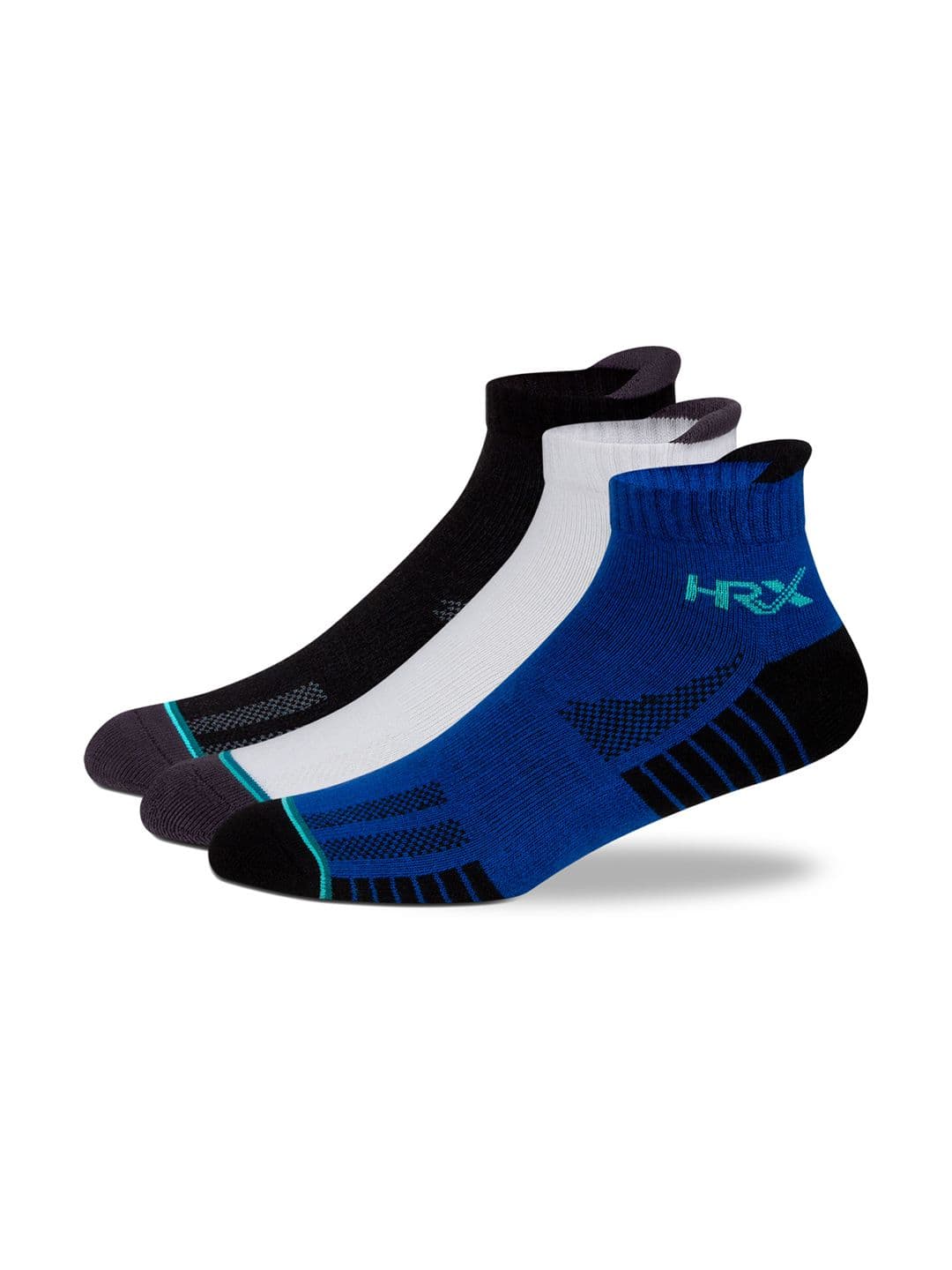 HRX by Hrithik Roshan Men Pack of 3 Blue And White Patterned Ankle Length Sports Socks - view 1