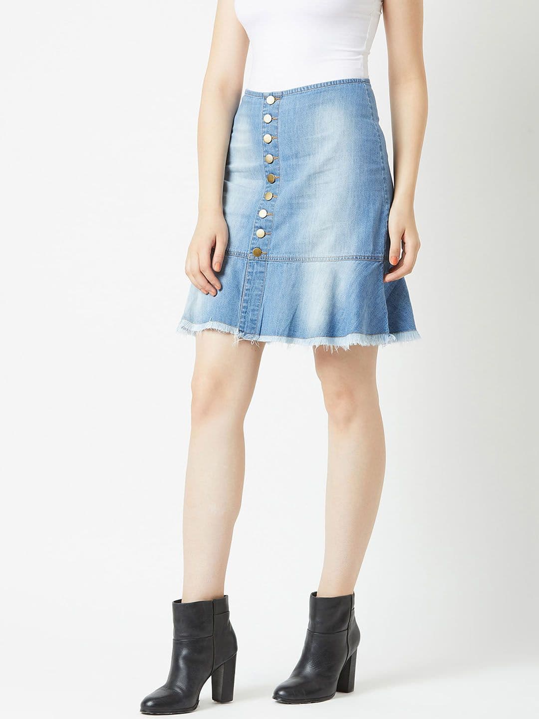DressBerry Breakaway Flared Denim Skirt - view 1