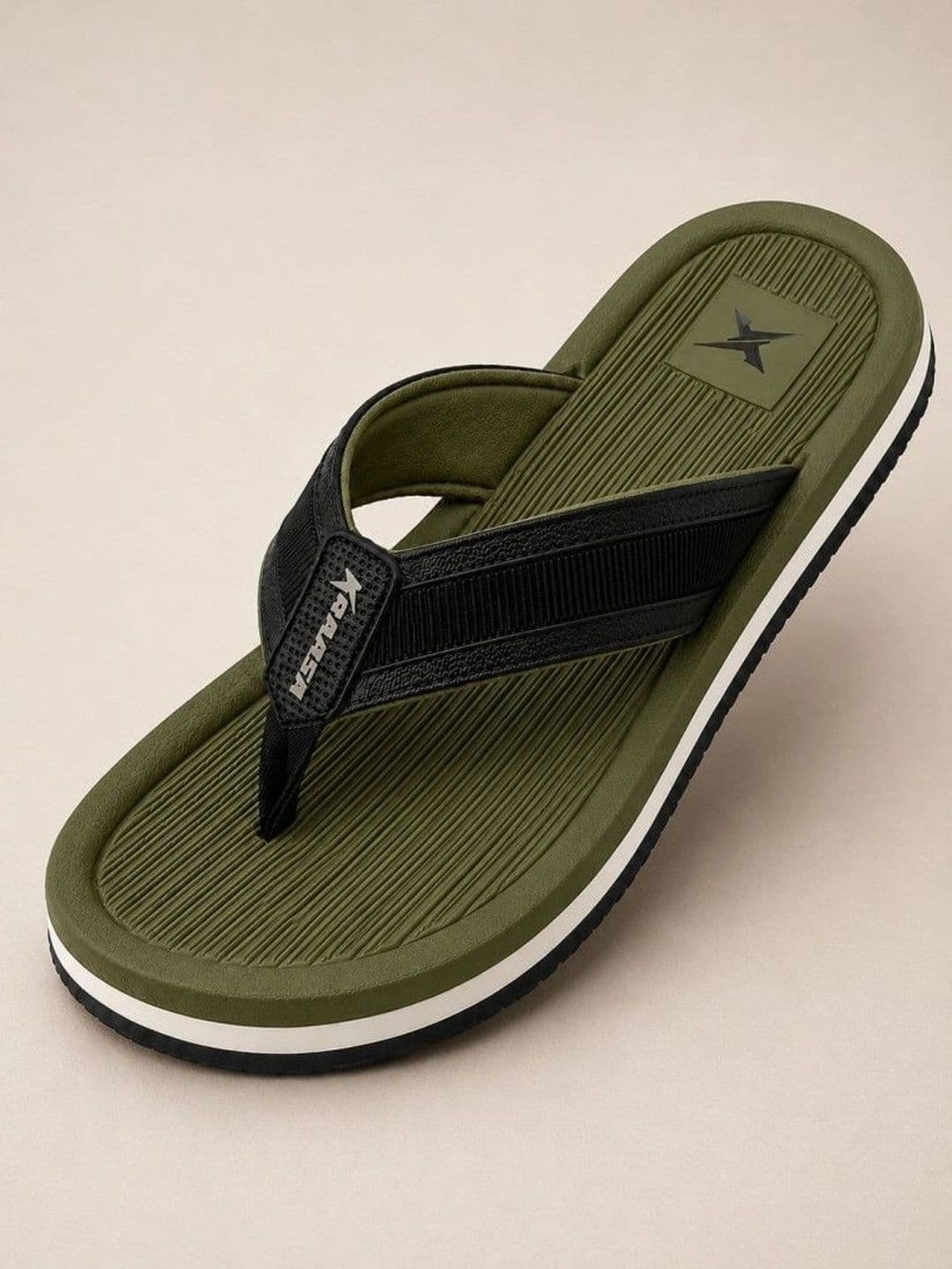KRAASA Men Striped Thong Flip-Flops - view 1