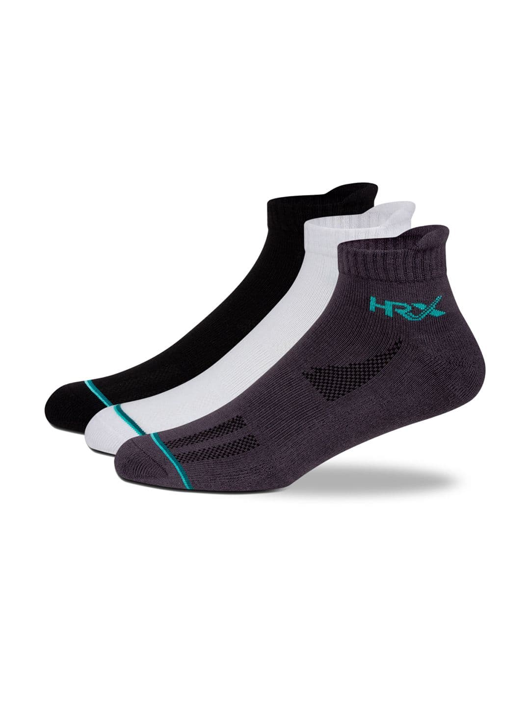 HRX by Hrithik Roshan Men Pack of 3 Black And White Ankle Length Sports Socks - view 1