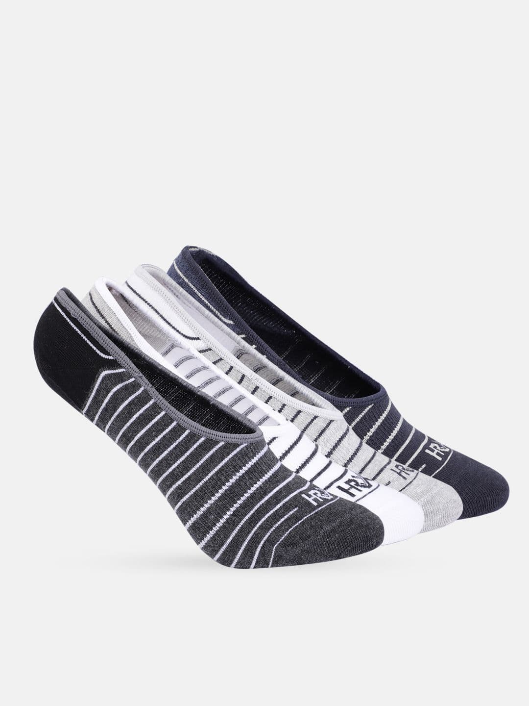 HRX by Hrithik Roshan Men Pack of 4 Striped Cotton Shoe Liners - view 1