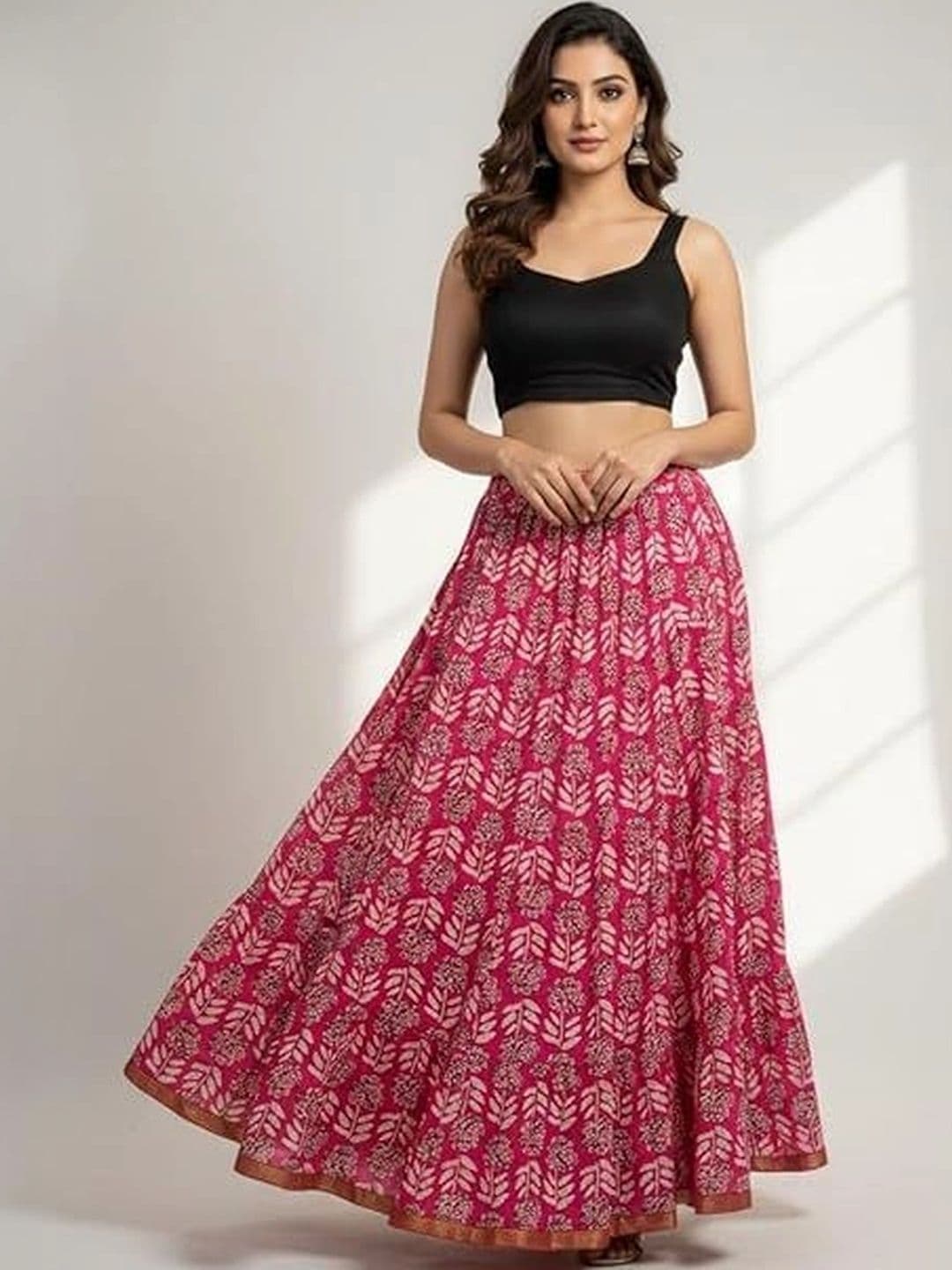 HIMCARE Women Pure Cotton Floral Maxi Flared Skirt - view 1