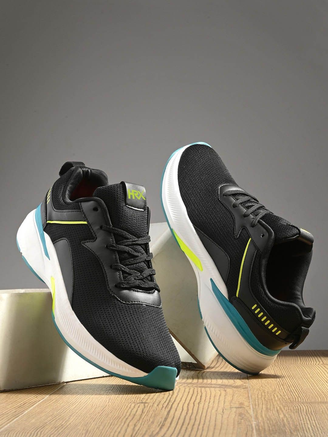 HRX by Hrithik Roshan Men Black & White Mesh Running Shoes - view 1