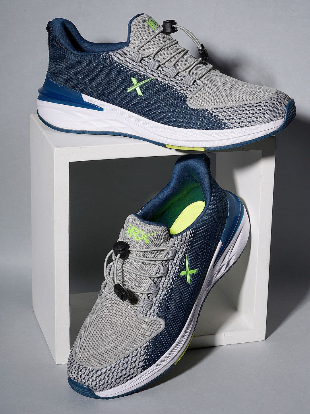 HRX by Hrithik Roshan Men Teal Blue & Grey Flyknit Mesh Marking Training or Gym Shoes - view 1