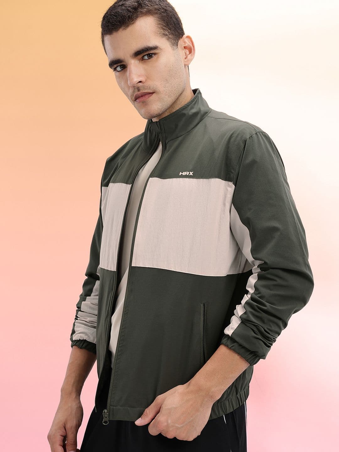 HRX by Hrithik Roshan Mock Collar Colorblocked Tailored Jacket - view 1