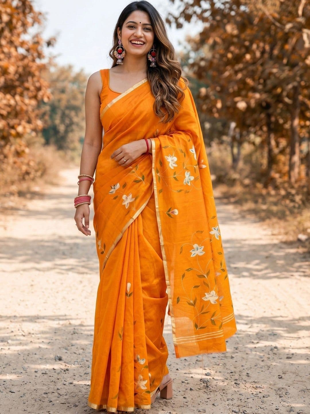 MIMOSA Floral Embroidered Art Silk Designer Banarasi Saree - view 1