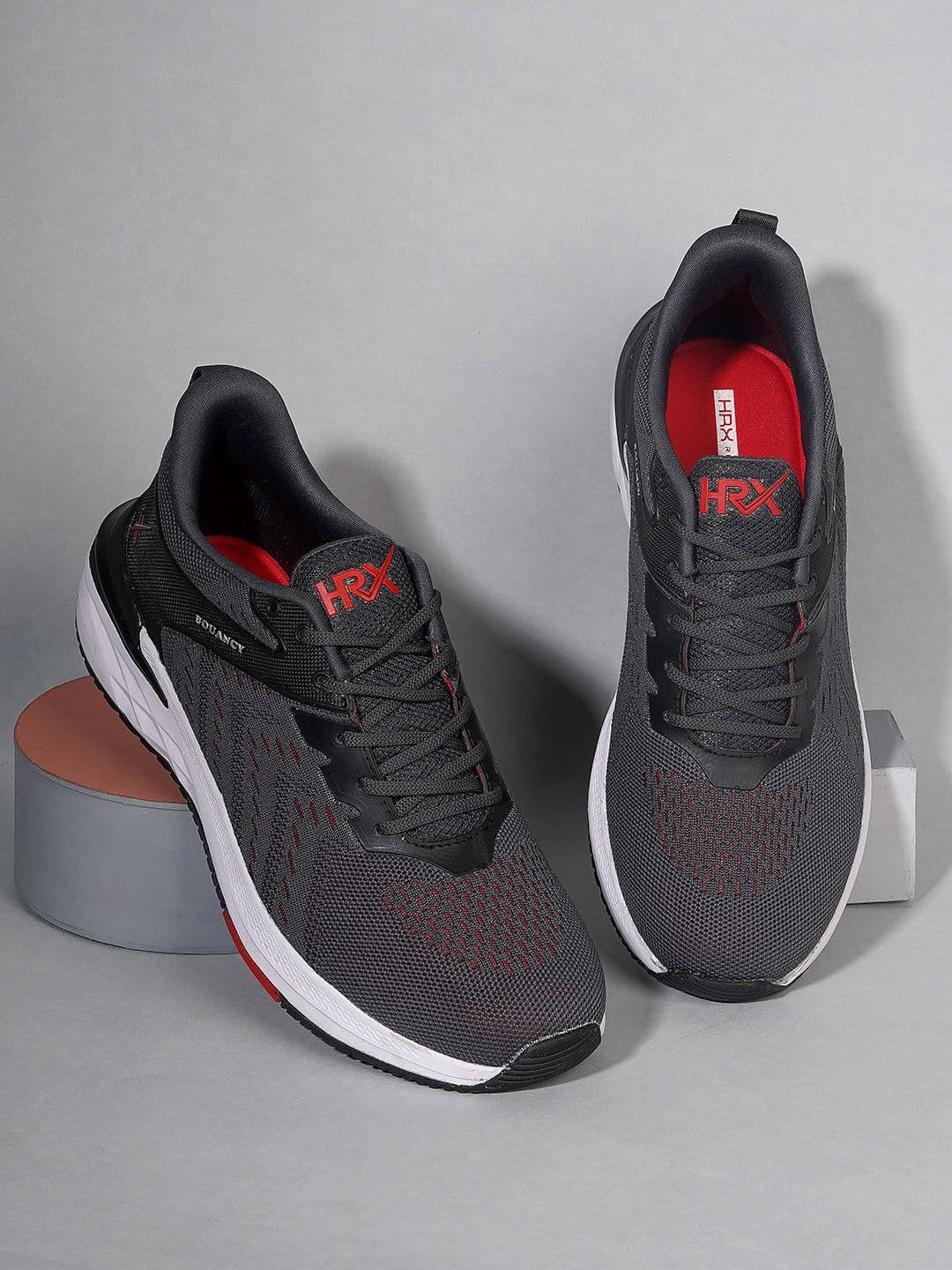 HRX by Hrithik Roshan Men Grey & White Flyknit Textile Marking Running Shoes - view 1