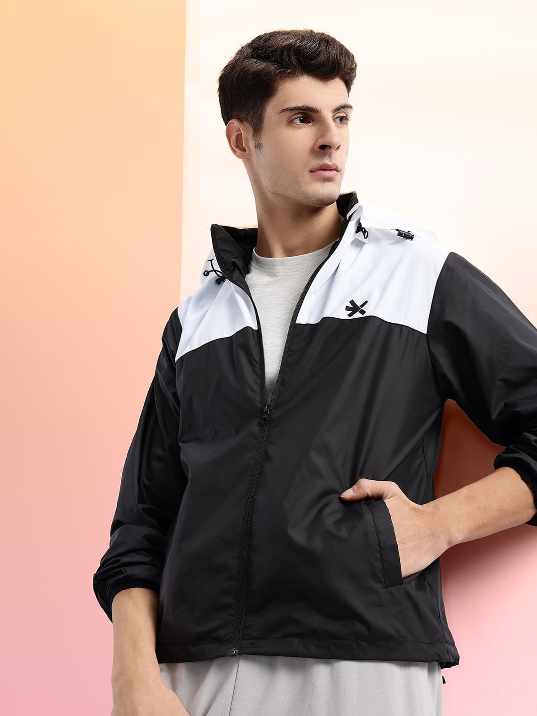 HRX by Hrithik Roshan Hooded Colourblocked Tailored Jacket - view 1