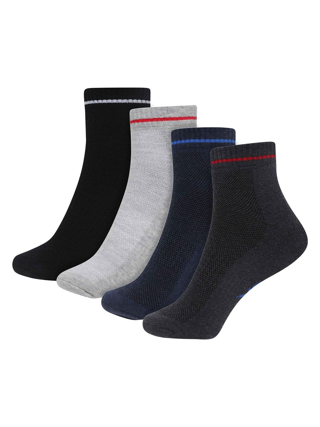 HRX by Hrithik Roshan Unisex Black & Grey Pack Of 4 Patterned Above Ankle-Length Socks - view 1