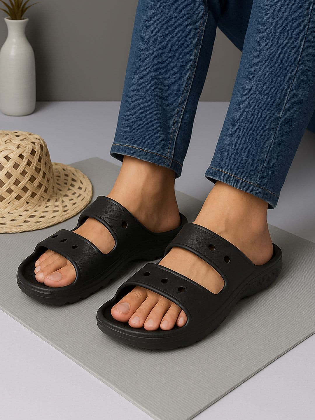 HRX by Hrithik Roshan Adults-Men Black Slip-On Flip Flops - view 1