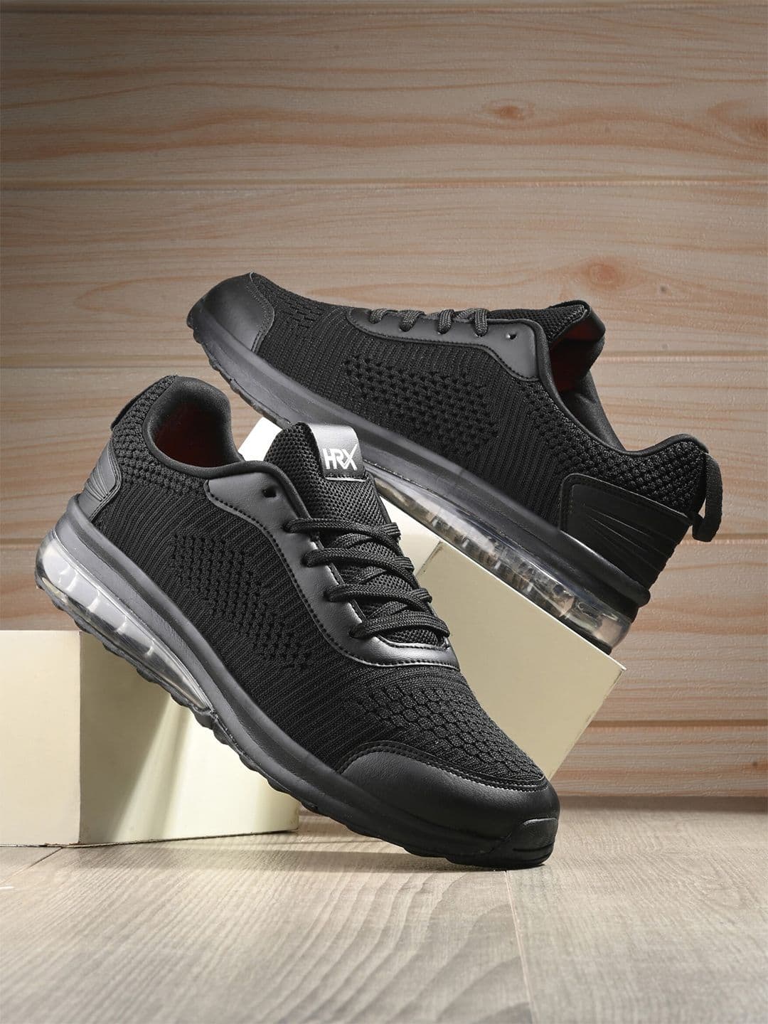 HRX by Hrithik Roshan Men Black Flyknit Mesh Running Shoes - view 1