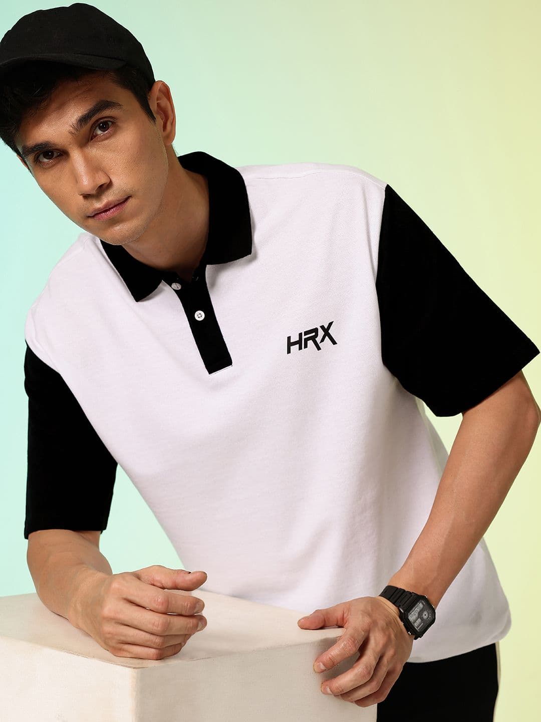 HRX by Hrithik Roshan Men Polo Collar Drop-Shoulder Sleeves T-shirt - view 1