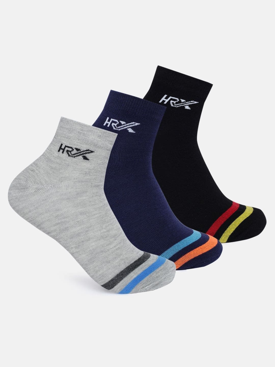 HRX by Hrithik Roshan Men Pack Of 3 Striped Ankle-Length Socks - view 1