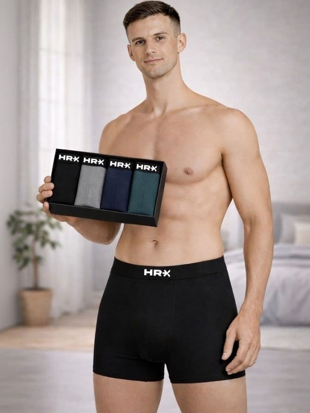 HRX by Hrithik Roshan Pack of 4 Cotton Blend Assorted Solid Trunks - view 1