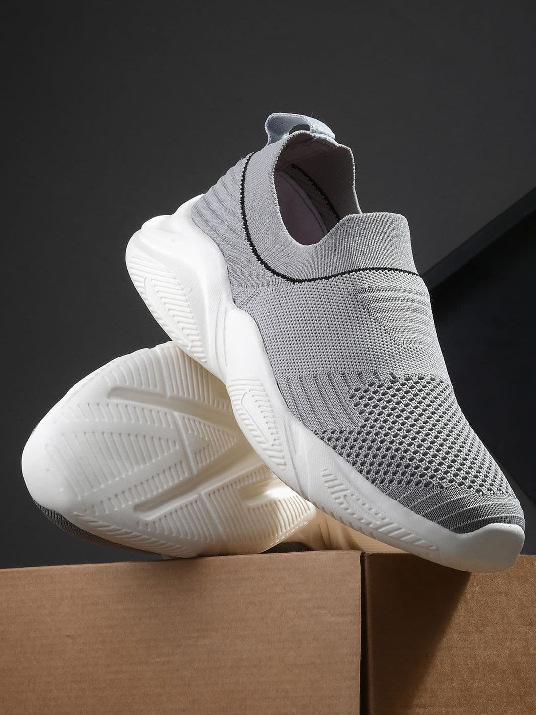 HRX by Hrithik Roshan Women Grey And White Non-Marking Walking Sports Shoes - view 1
