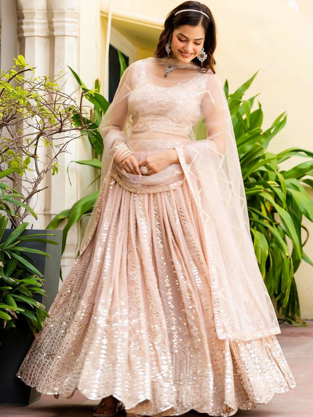 Poshak Bazaar Embellished Sequinned Semi-Stitched Lehenga & Unstitched Blouse With Dupatta - view 1