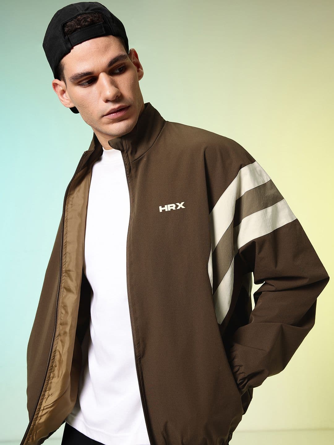 HRX by Hrithik Roshan Relaxed Fit Striped Mock Collar Sporty Jacket - view 1