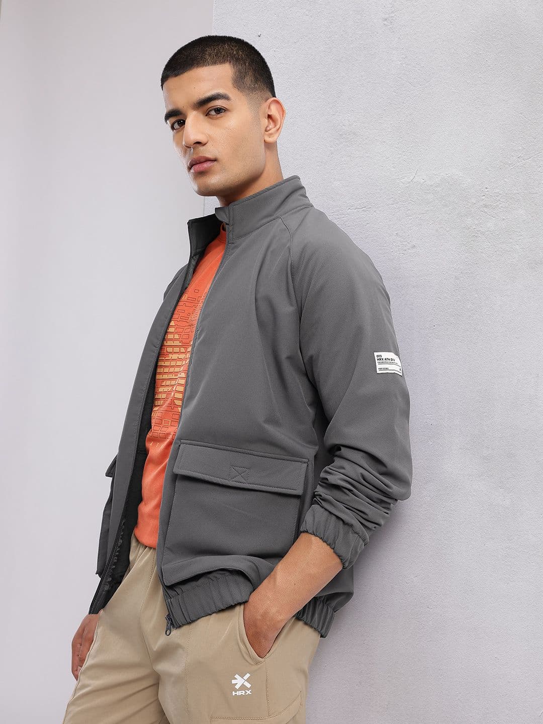 HRX by Hrithik Roshan Solid Mock Collar Bomber Jacket - view 1