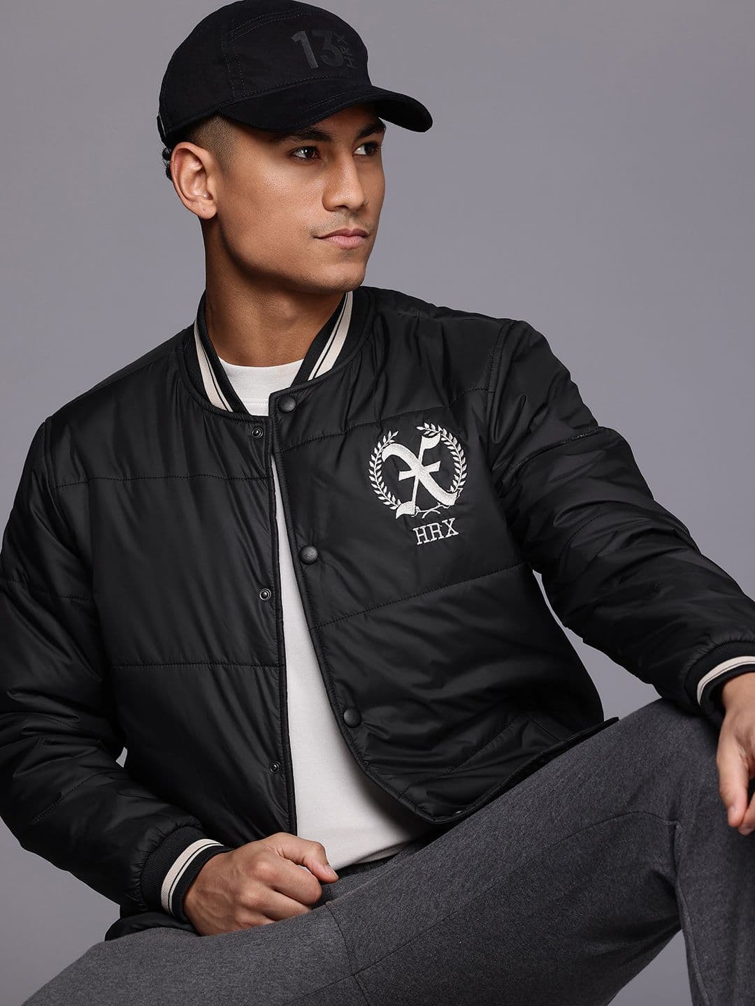 HRX by Hrithik Roshan Brand Logo Print Longline Padded Jacket - view 1
