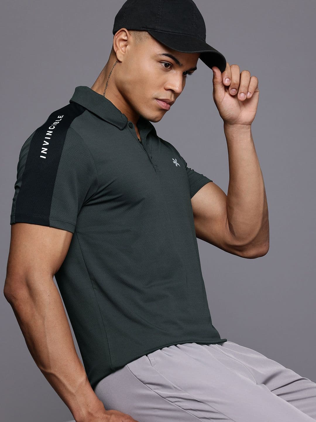 HRX by Hrithik Roshan Men Colourblocked Polo Collar Sports T-shirt - view 1