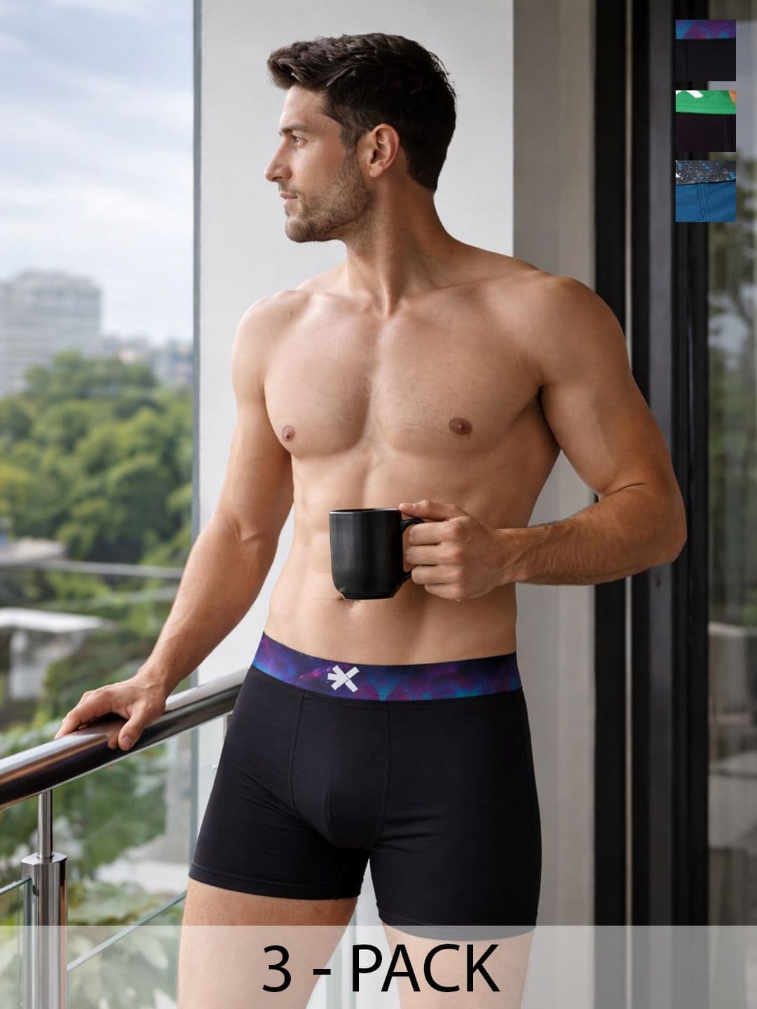 HRX by Hrithik Roshan Men Pack of 3 Cotton Blend Solid Trunks - view 1