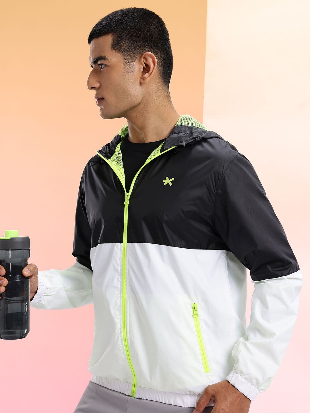 HRX by Hrithik Roshan Colourblocked Rapid-Dry Hooded Running Jacket - view 1