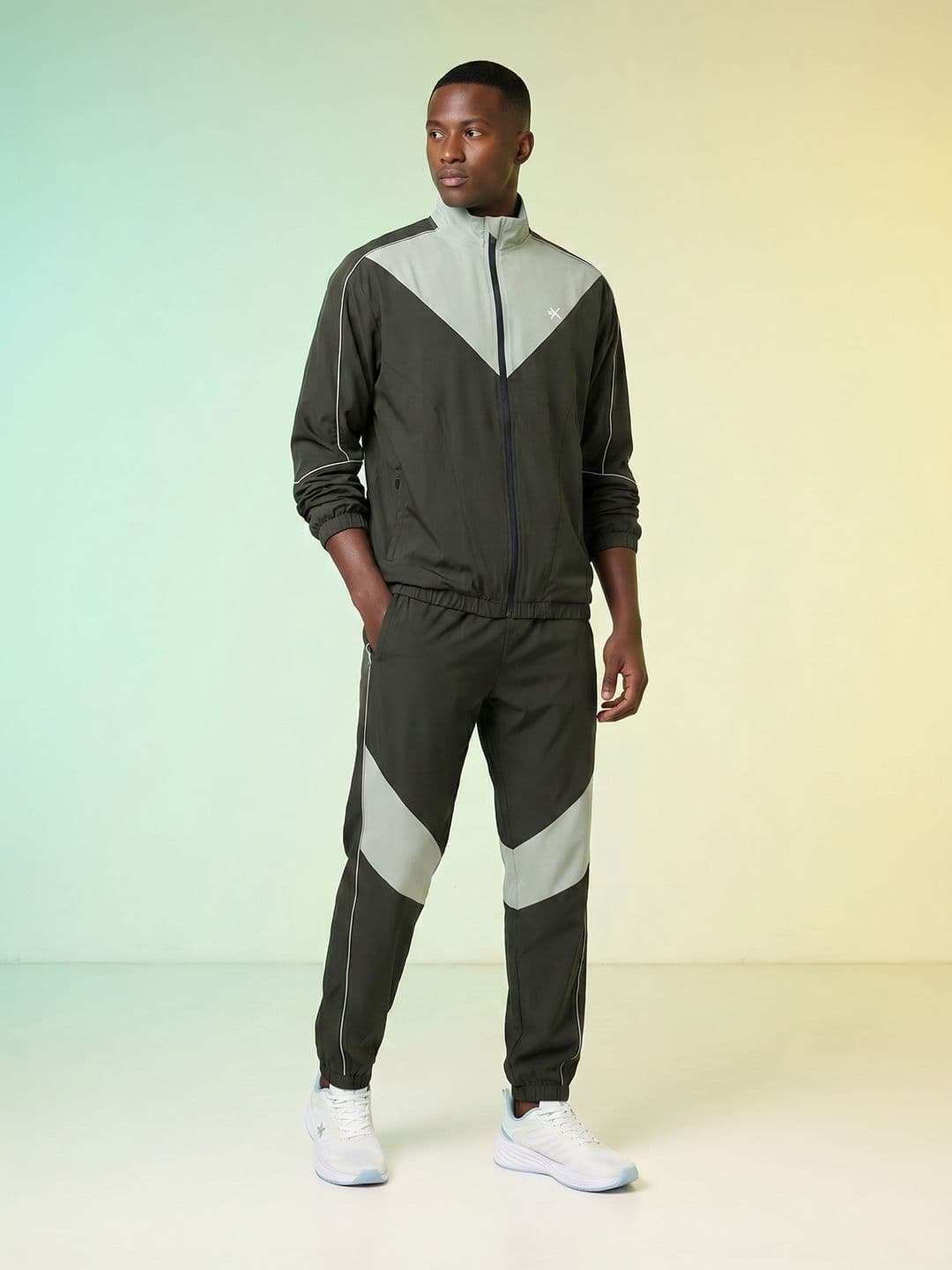 HRX by Hrithik Roshan Colorblocked Mock Collar Tracksuit - view 1