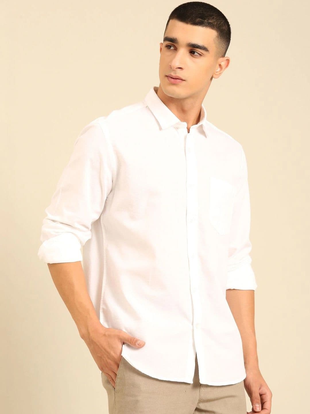 CAVALLO by Linen Club Men Regular Fit Solid Cotton Linen Casual Shirt - view 1
