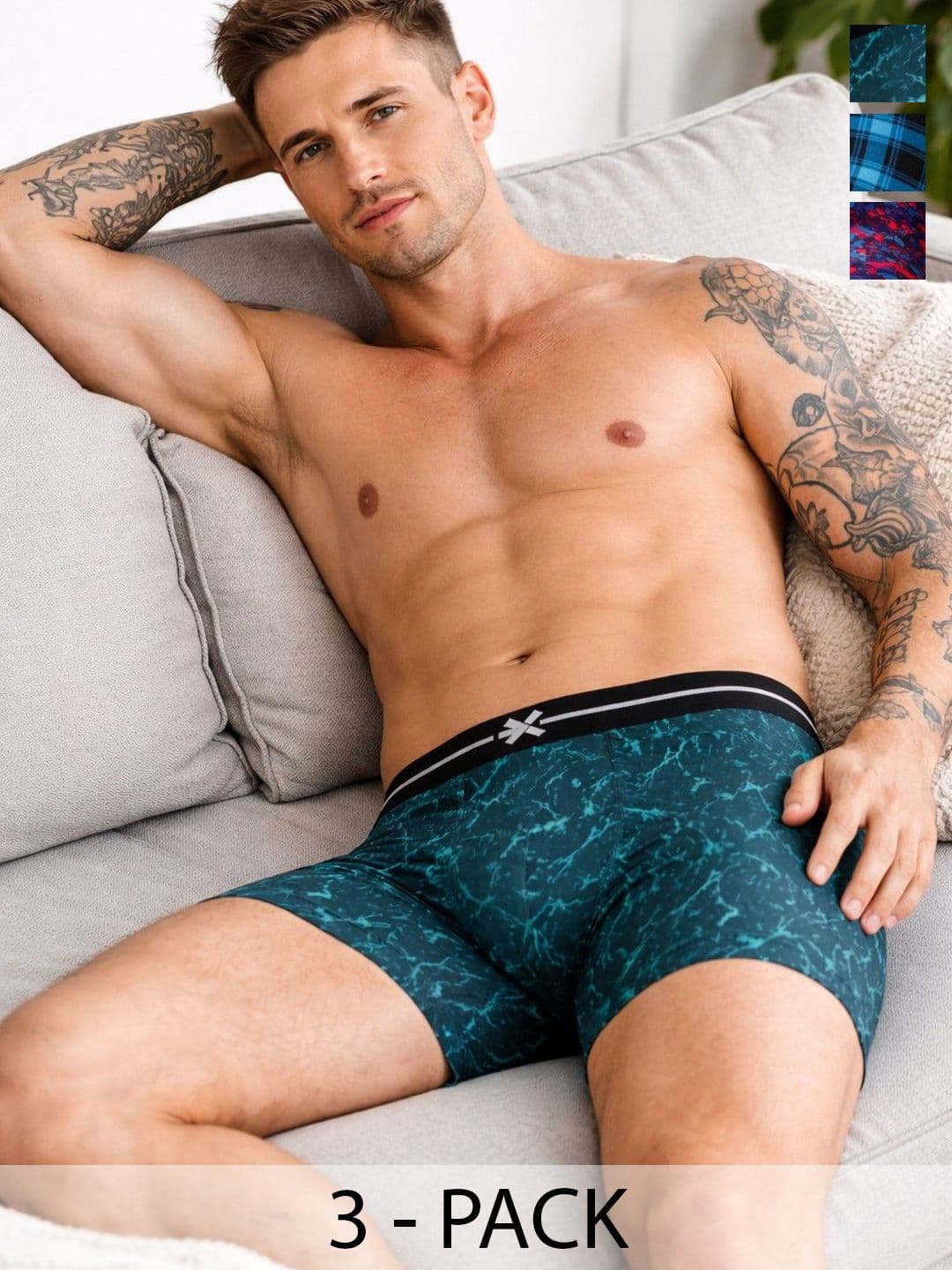 HRX by Hrithik Roshan Pack of 3 Cotton Printed Trunks - view 1