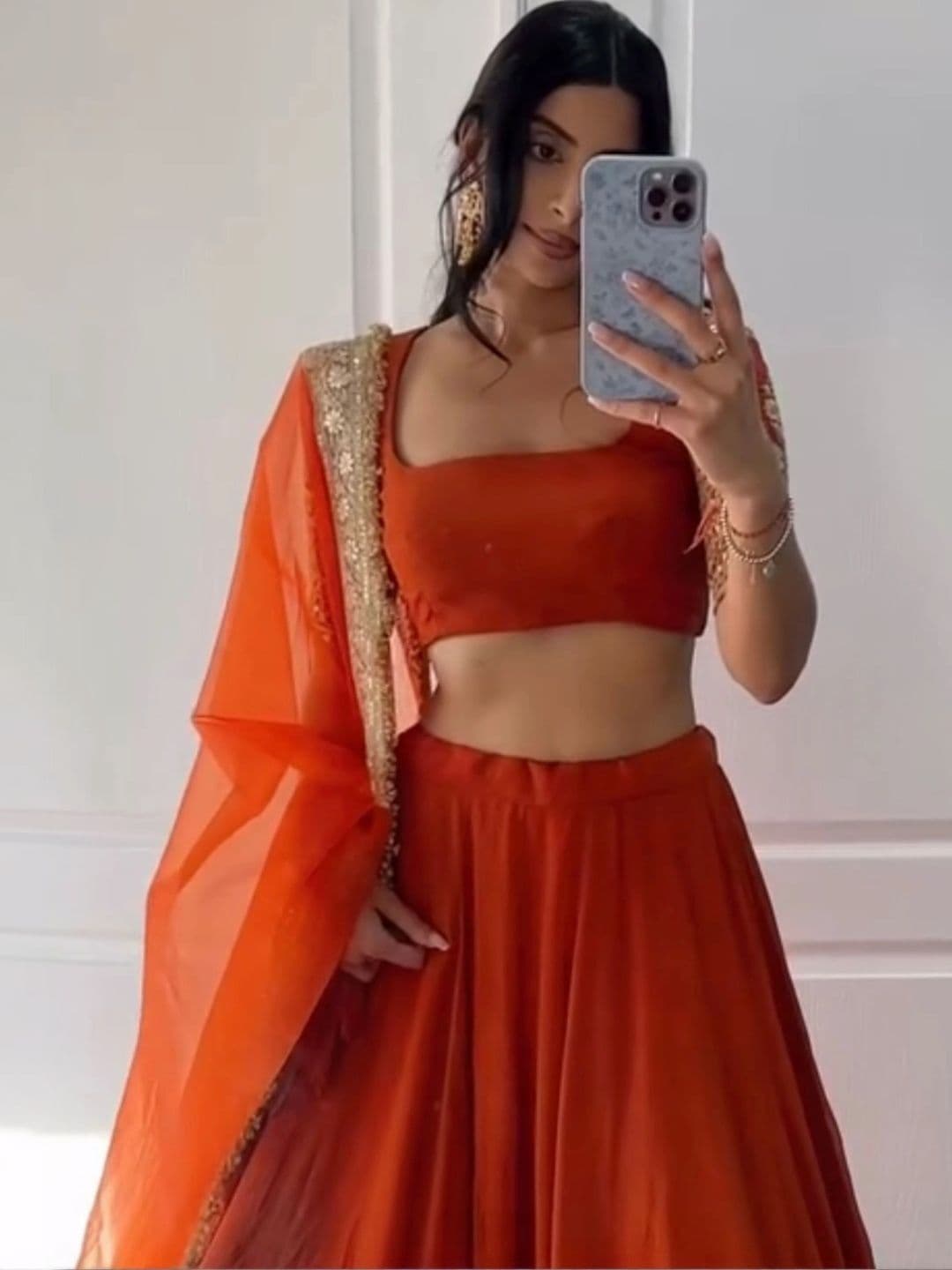 Poshak Bazaar Sequinned Semi-Stitched Lehenga & Unstitched Blouse With Dupatta - view 1