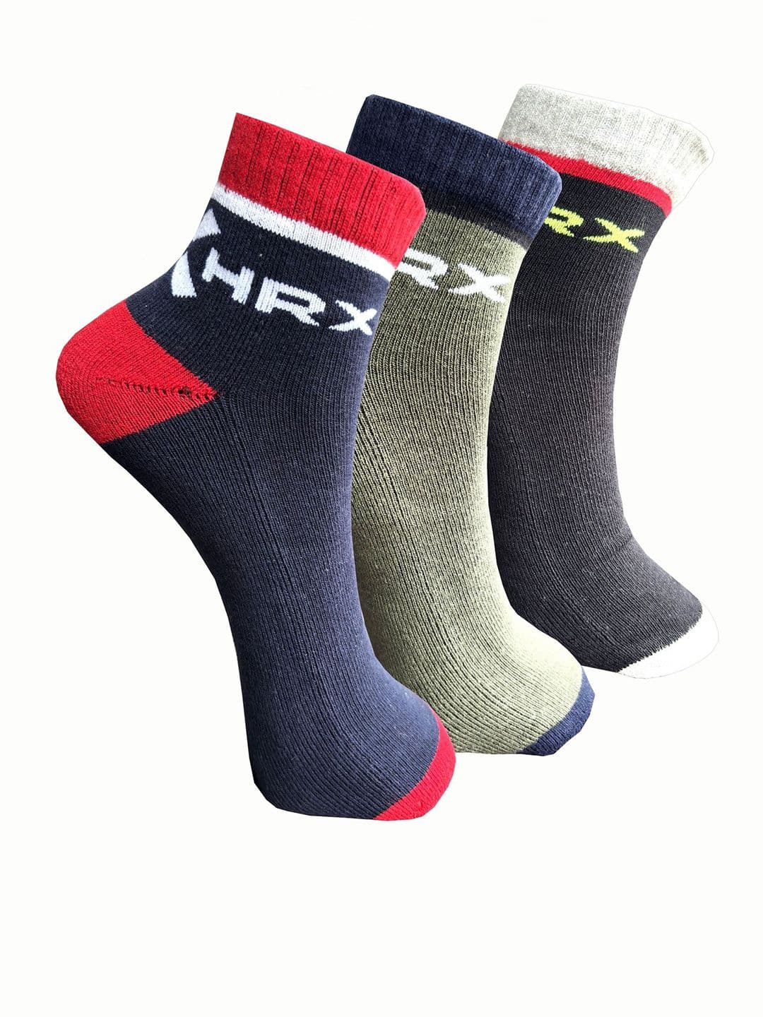 HRX by Hrithik Roshan Unisex Pack Of 3 Assorted Ankle Length Socks - view 1