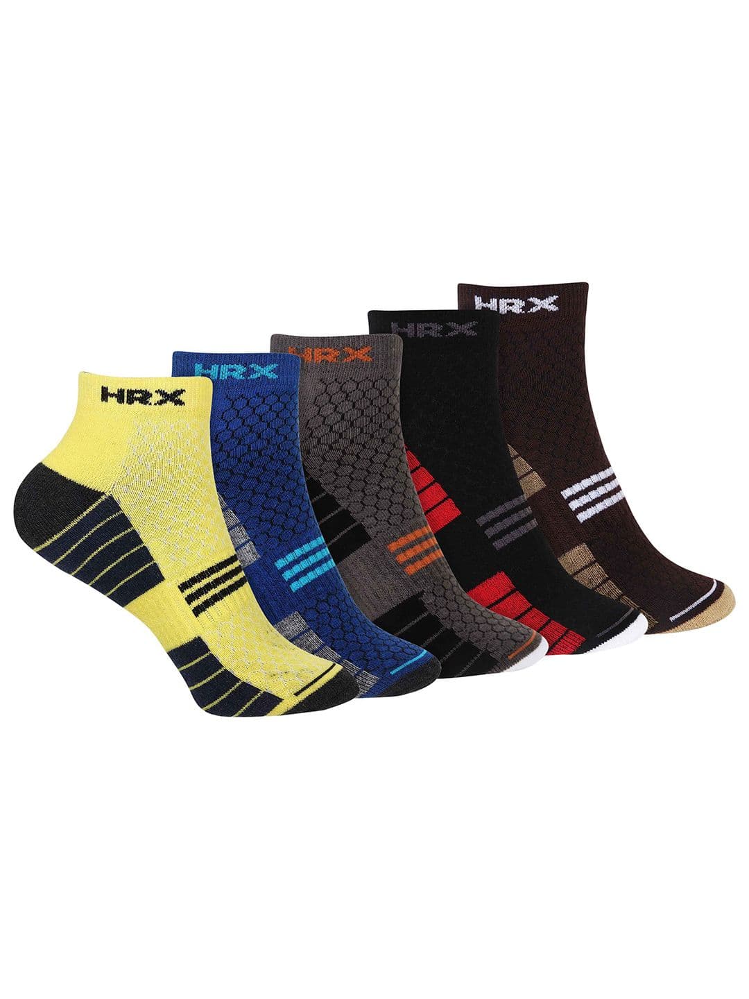 HRX by Hrithik Roshan Unisex Pack Of 5 Patterned Ankle-Length Socks - view 1