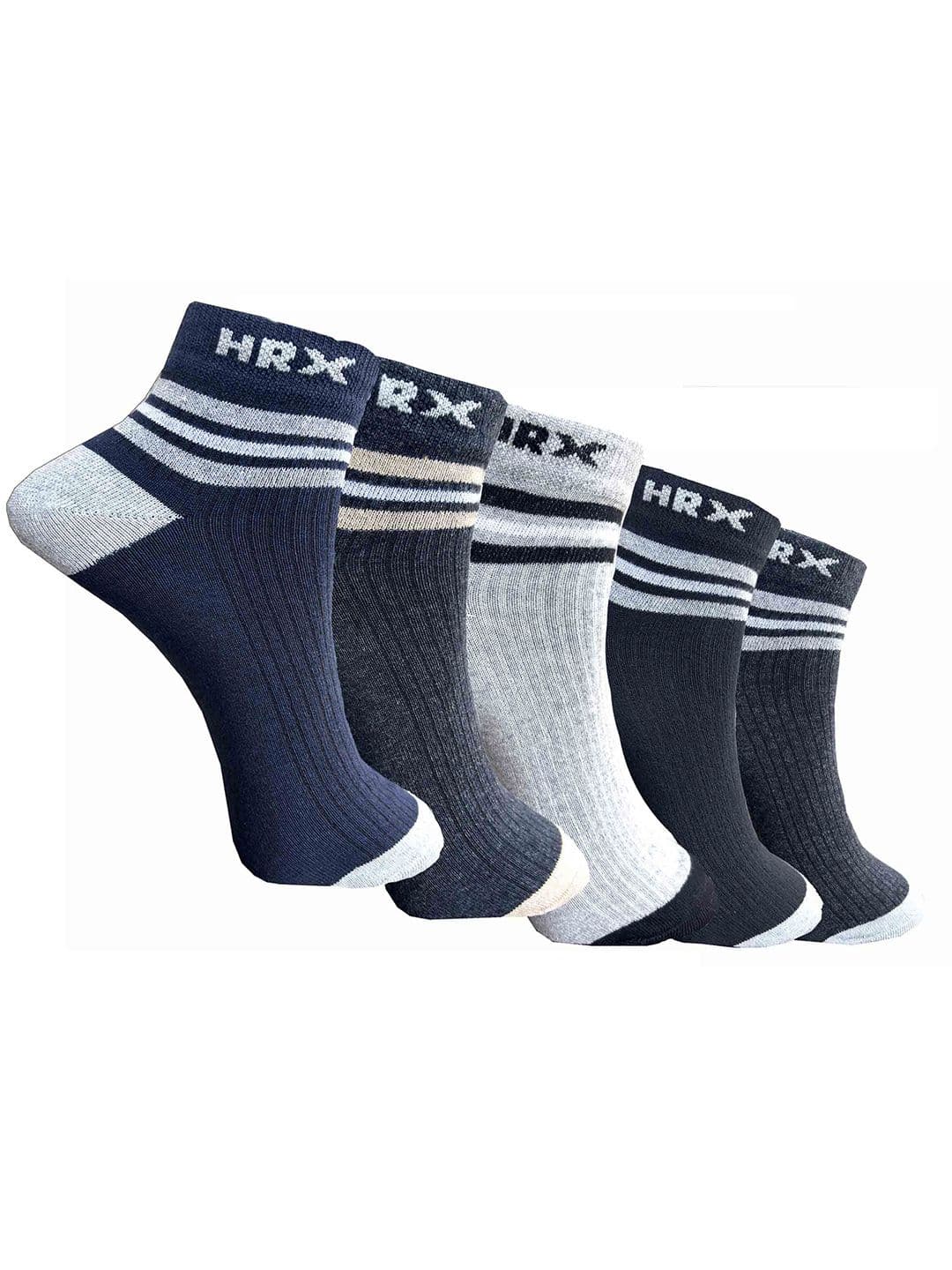 HRX by Hrithik Roshan Unisex Pack Of 5 Patterned Cotton Ankle-Length Socks - view 1