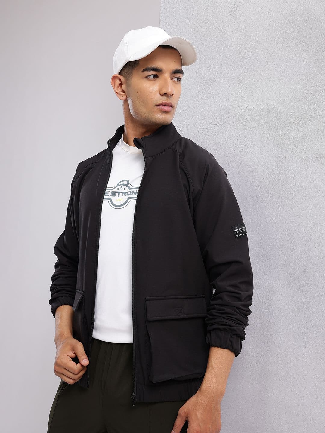 HRX by Hrithik Roshan Solid Mock Collar Bomber Jacket - view 1