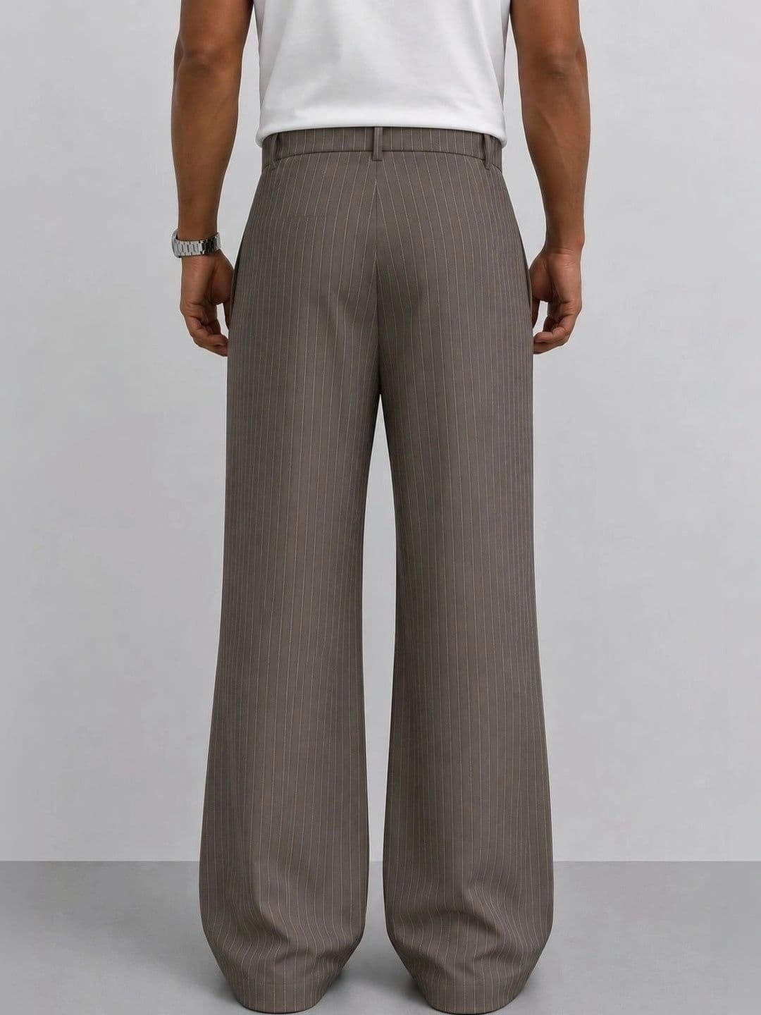 NOWI Men Striped Relaxed Easy Wash Trousers - view 1