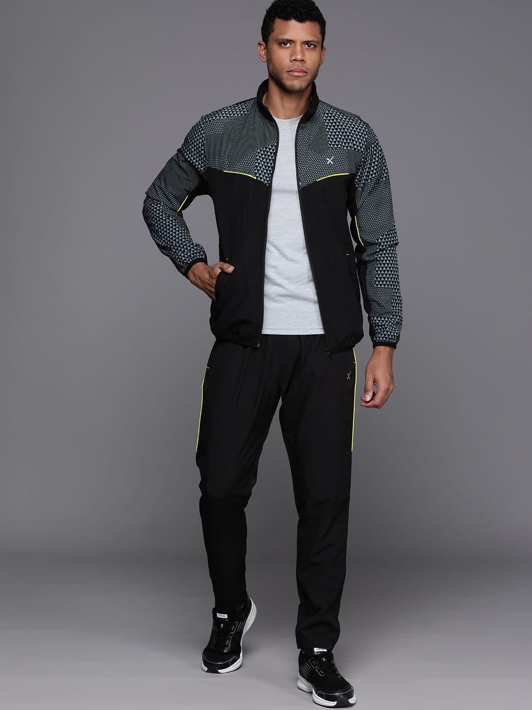 HRX by Hrithik Roshan Geometric Printed Running Tracksuit - view 1