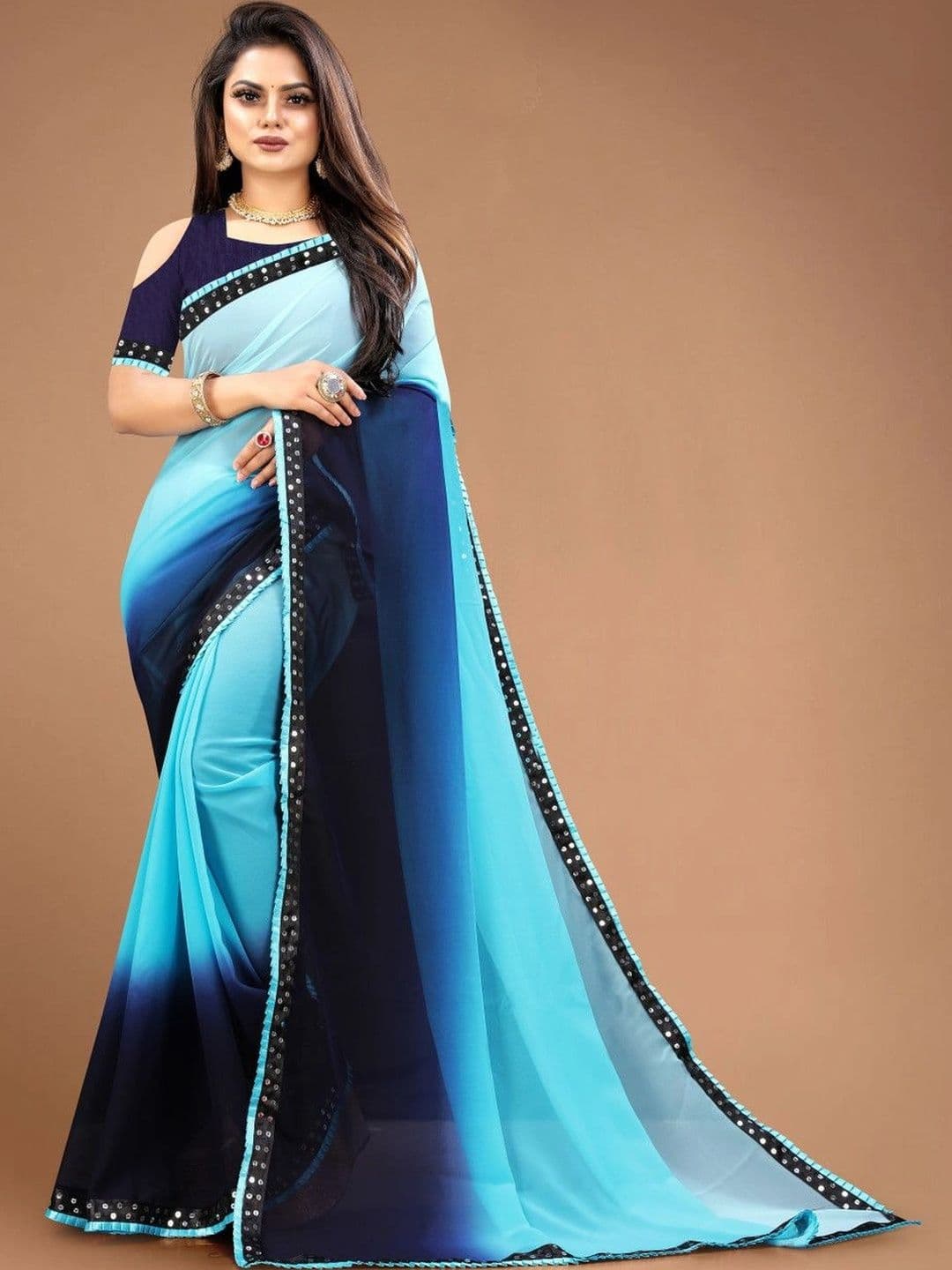 PARASITE Ombre Poly Georgette Designer Saree - view 1