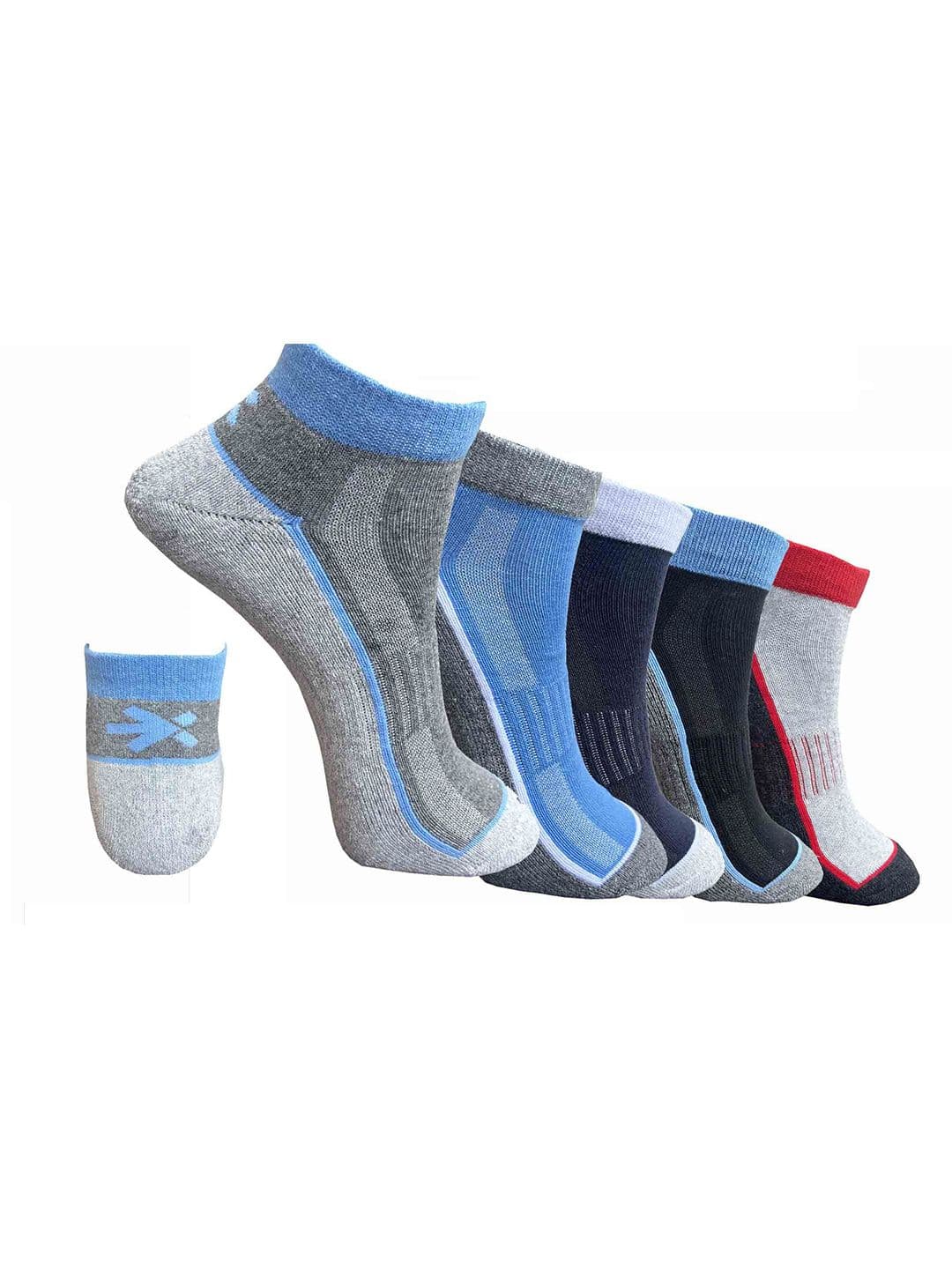 HRX by Hrithik Roshan Unisex Pack Of 5 Striped Shoe-Liners Socks - view 1